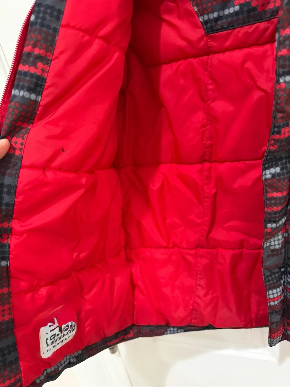 Columbia Boy’s Kids' Red Multicolored Insulated Puffer Hooded Jacket Coat Size X